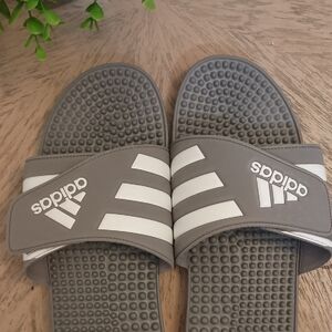 adidas Gray and White Slide Sandals